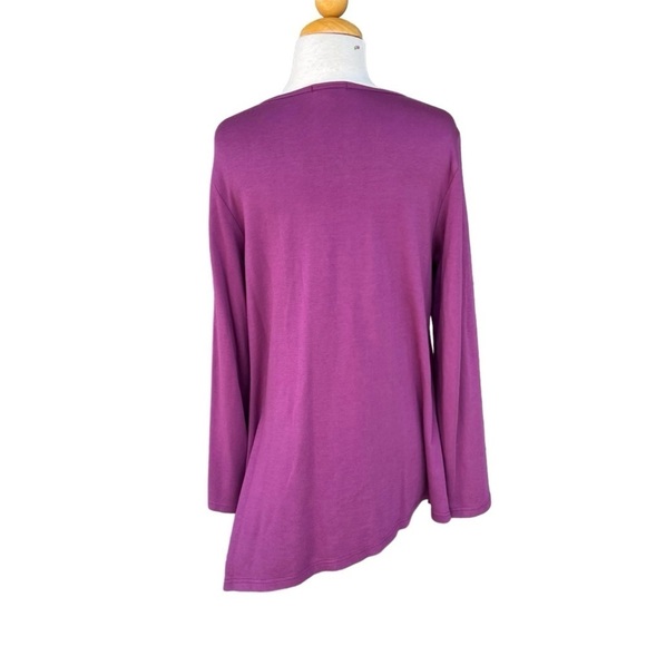 Kleen Lagenlook Asymmetrical Wrap Long Sleeve Tunic Fuchsia Minimalist Large GUC - Picture 4 of 11